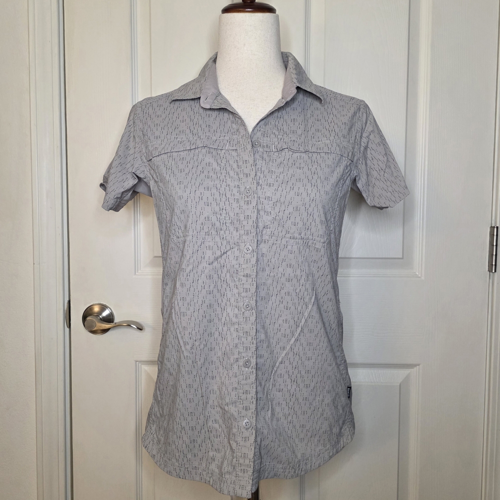 REI Coop Grey Geometric Button Down Polo